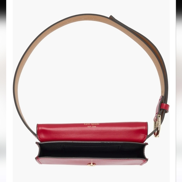 NEW! KATE SPADE adjustable red bow belt bag, genuine leather, gift, holiday - Picture 3 of 6